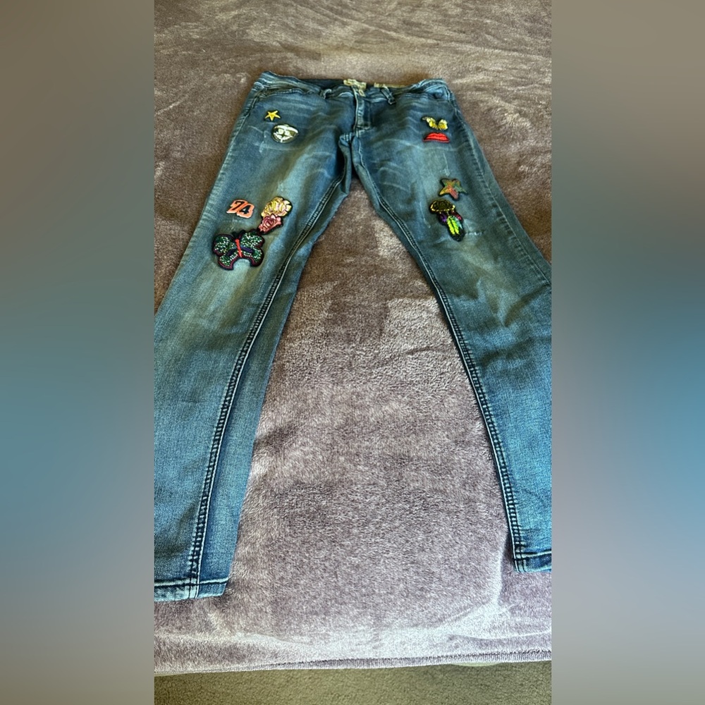 Indigo Rein ankle jeans with patches Size 15